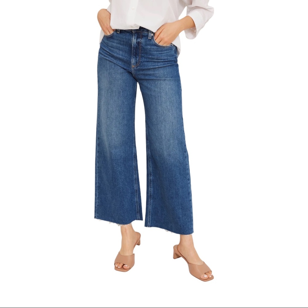 Paige Anessa Ankle Wide Leg Raw Hem Crop Jean. Size 30